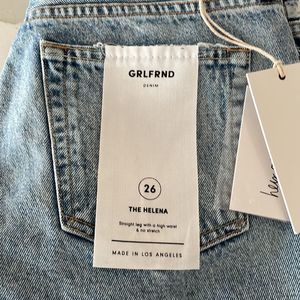 GRLFRND HELENA  DENIM LIGHT WASH STRAIGHT LEG BUTTON FLY JEANS NWT SIZE 26